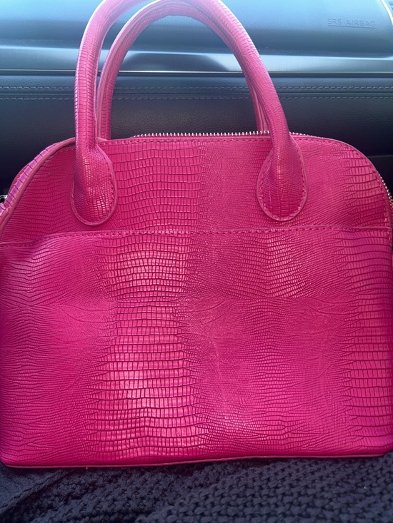 Bebe Hot Pink Textured Dome Satchel with Card Holder - Picture 3 of 5